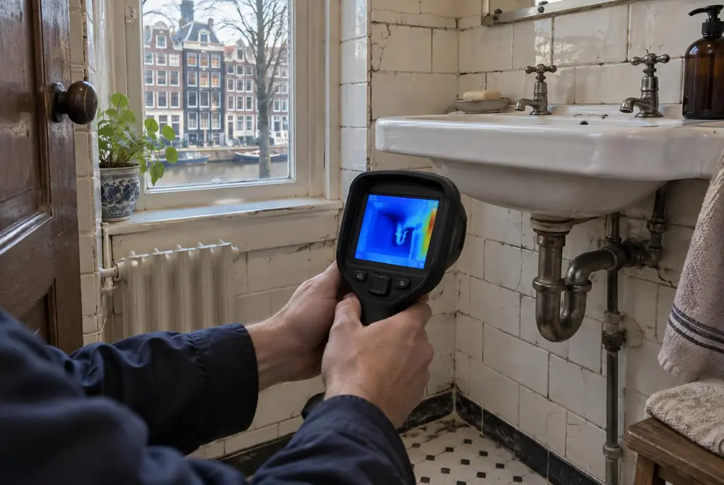 Lekdetectie Epe – badkamer met oude leidingen achter de tegels