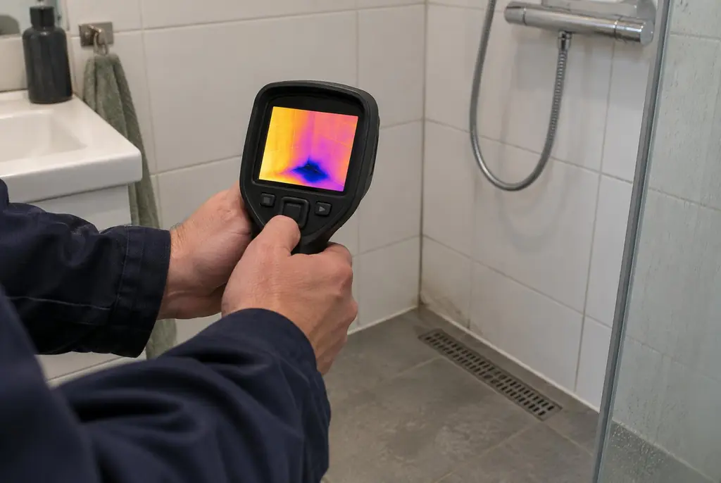 Lekdetectie Epe – lekdetectiespecialist met warmtebeeldcamera in een badkamer