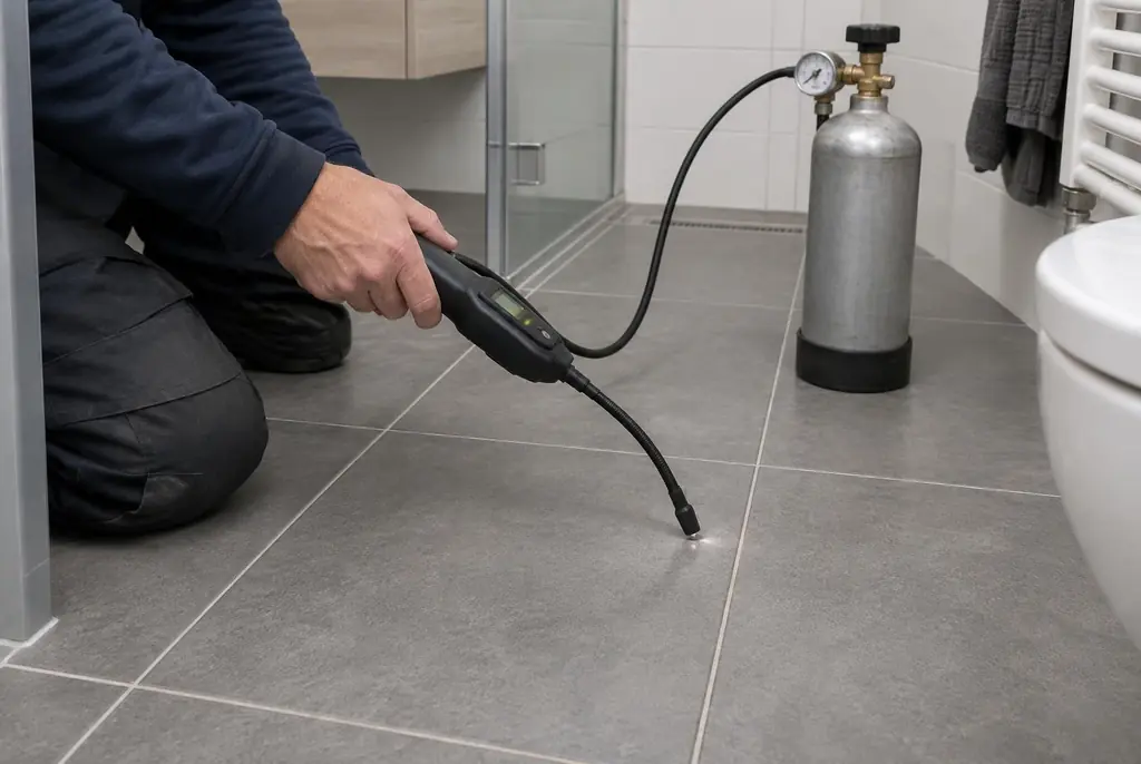 Lekdetectie Epe – technicus spoort met tracergas een lekkage op in de vloer