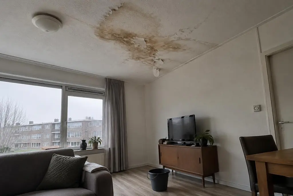 Lekdetectie Epe – vochtplek op het plafond onder een badkamer